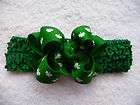 Boutique Bow Headband Baby Emerald green St Paddys Patricks Day 