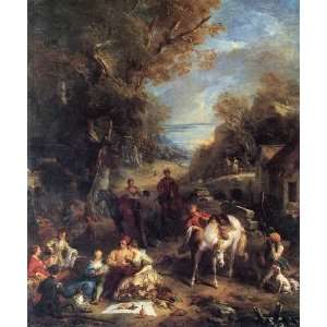   painting name Hunting Picnic, By Lemoyne François