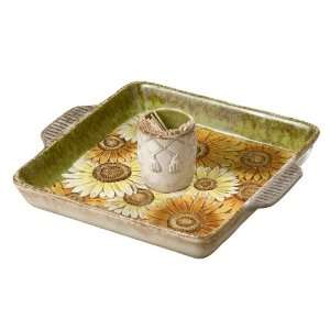 Grasslands Road Indian Summer Sunflower Toothpick Holder with Tray, 3 