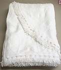 Vintage Cotton Heirloom Fringed Bedspread w/ Rounded Co