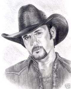 TIM MCGRAW LITHOGRAPH POSTER PENCIL DRAWING PRINT #1  