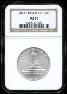 NGC MS70 2003 P FIRST FLIGHT HALF DOLLAR MS 70  