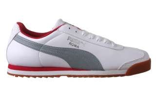 Puma Mens Shoes Roma PSO White Limestone Red Leather Sneakers 353361 