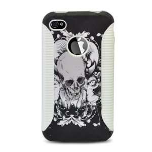  For Iphone 4 4s 4g Accessory   Black Skull Hybrid Case 