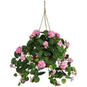  Real Looking Geranium Hanging Basket Silk Plant Pink Colors 