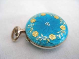 19th Century Silver & Guilloche Enamel Watch & Fleur De Lys Lapel Pin 