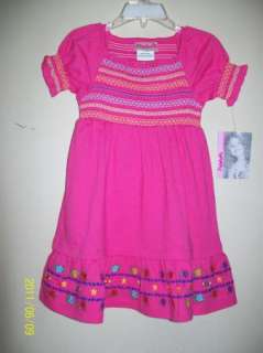 Flapdoodles Girls Smocked Bodice Dress Fiesta Pink 3T/3  