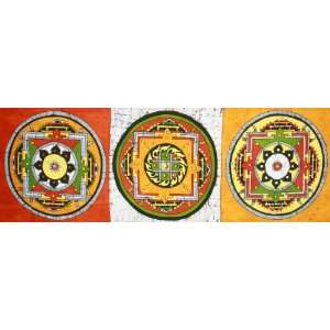  Three Mandalas   Batik Painting On Cotton Fabric
