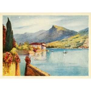 1907 Print Lugano Switzerland Ticino Lake Italy Swiss 