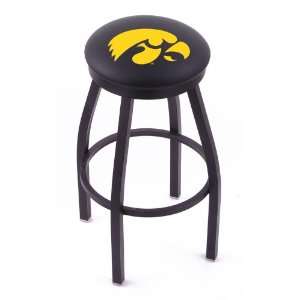 University of Iowa 25 Single ring swivel bar stool with Black, solid 