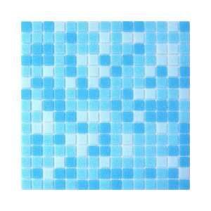  12 x 12 In. Ice Blue Blend Glass Blue Mosaic Tile Kitchen 