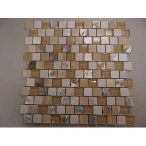  Glass Tile and Stone Honey Tan Light Earthtone Mosaic 