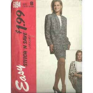Or Unlined Jacket, Blouse And Skirt, Size 14 16 18 20. McCalls Easy 