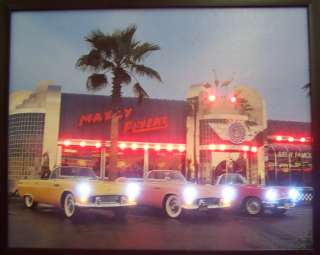 Maxy Flyer Neon sign Diner Led Poster of Convertable 1955 Thunderbird 