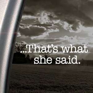  Thats What She Said Decal Car Truck Window Sticker Arts 