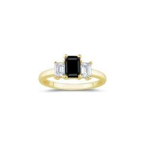   Three Stone Black & White Diamond Ring in 14K Yellow Gold 3.0 Jewelry