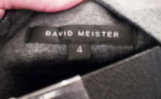 DAVID MEISTER 4 Grey DRESS 3/4 Sleeve Metallic Studs  