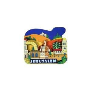  6 cm 3D Wood Colorful Magnet of Jerusalem