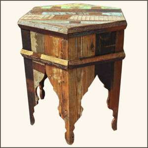 Rustic Reclaimed Wood Distressed Bedside End Table Nightstand 