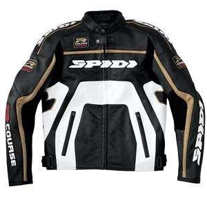 Spidi R Course Leather Jacket   50/Black/White Automotive