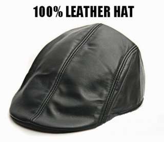 New (100% Leather hat) mens casual hat / taxi driver cap/ Newsboy hat 