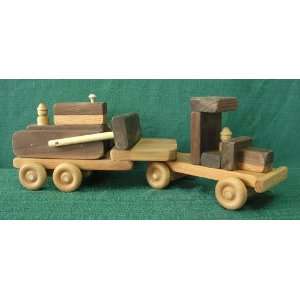    Toy Wood Bulldozer with Truck and Low Boy Trailer Toys & Games