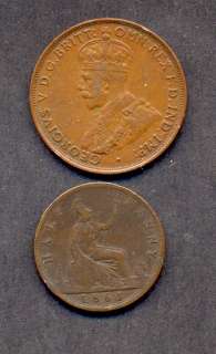 UK 1/2 PENNY COIN,,1861+AUSTRALIA 1PENNY1936 COOPER VF  