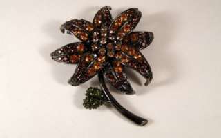 Huge Joan Rivers Rhinestone SUNFLOWER Flower Pin  