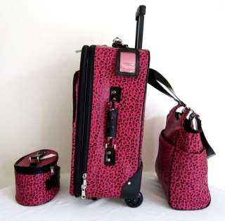 CarryOn 3 Pc Travel Set Bag Rolling Wheel Luggage Beauty Case Purse 