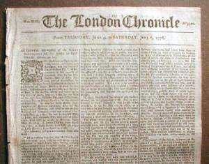 Original 1779 American Revolutionary War newspaper from London ENGLAND 