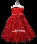 Red Rose Wedding Flower Girls Gown Birthday Party Pageant Dress Size 8 