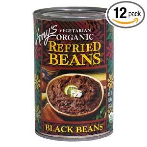 Amys Organic Refried Black Beans, 15.4 Ounce Cans (Pack of 12 