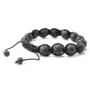  Lava Rock & Black String Shamballa Bracelet 10MM Jewelry