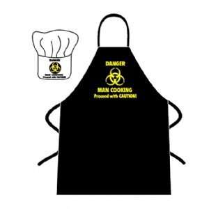  Novelty Apron and Chefs Hat Set   Danger Man Cooking 