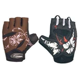   Lady Flower Cycling Gloves   1 Pair, Medium, Brown