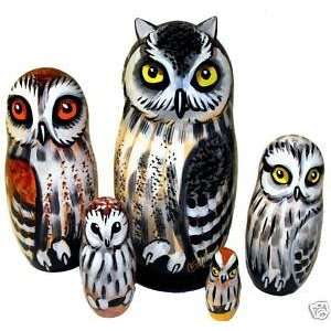  Owls on Russian Nesting Dolls Toys & Games