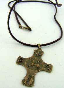Bronze Lamb Of God Cross Crucifix Holy Spirit Dove Alpha Omega W Rope 
