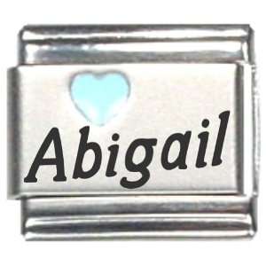  Abigail Light Blue Heart Laser Name Italian Charm Link 