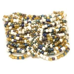  Women seed bead beaded blue purple white gold bracelet by 