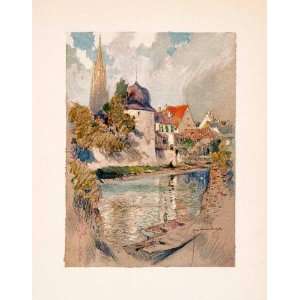  Thann River Thur Church Spire Alsace France   Original Color Print