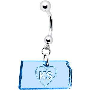  Light Blue State of Kansas Belly Ring Jewelry