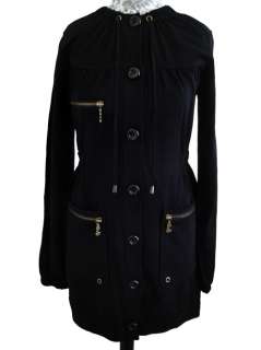 NEW Kensie Girl French Terry Coat Jacket Cotton Black W Metelic 