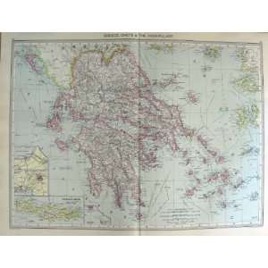  HARMSWORTH MAP 1906 GREECE CRETE ARCHIPELAGO CORINTH