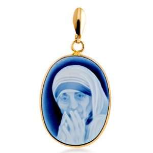  14K WG Mother Tereza Cameo Pendant Jewelry