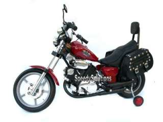 Kids Electric Power Harley Style Ride On Motorcycle Wheels Saddle Bags 