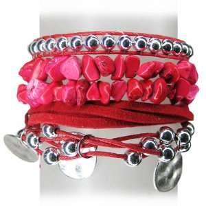  Coral Pink Chic BoHo Multi Strand Bracelet Jewelry
