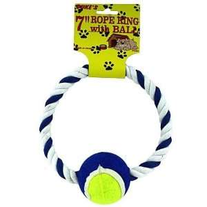  24 Packs of 7 Rope dog toy with tennis ball (assorted 