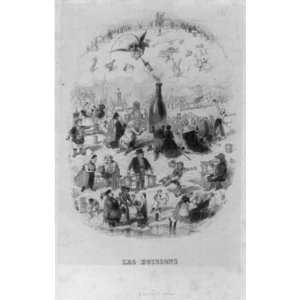  Les Boissons,1852,people around large wine bottle,demon 