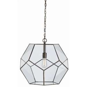   Large Faceted Pendant   1 Light   Bronze Finish   Tenley Collection