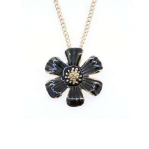  Gold Tone Black Sun Flower Pendant Necklace Jewelry